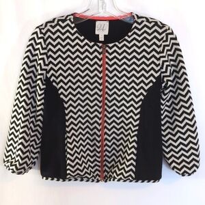 Weston Wear Julienne Black Off White Zip Up Short Jacket Top Size XS